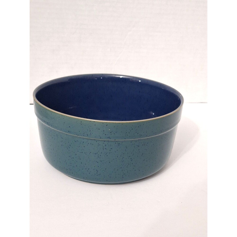 Denby Harlequin 8" Green Blue Soufflé Dish Pot Bowl Speckled DISCONTINUED